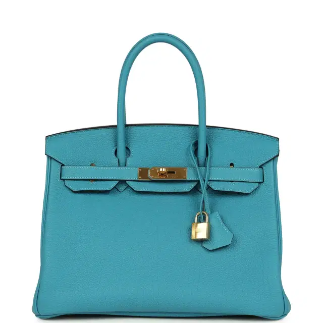 hermes Pre-owned Hermes Birkin 30 Turquoise Togo Gold Hardware