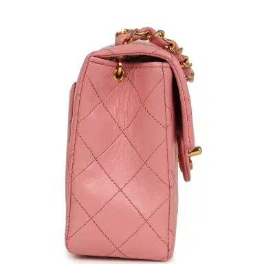Chanel Vintage Chanel Mini Square Flap Dark Pink Lambskin Gold Hardware | Thumbnail 3