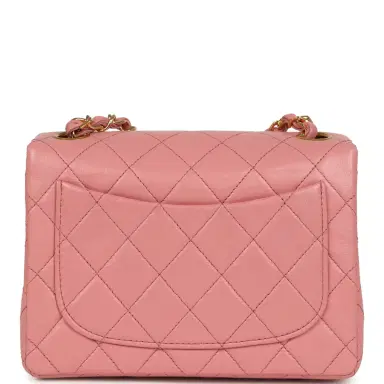 Chanel Vintage Chanel Mini Square Flap Dark Pink Lambskin Gold Hardware | Thumbnail 4