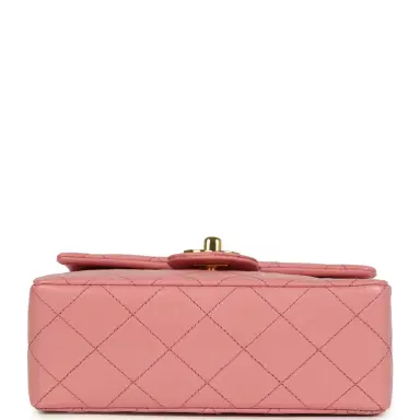 Chanel Vintage Chanel Mini Square Flap Dark Pink Lambskin Gold Hardware | Thumbnail 6