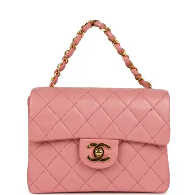 Chanel Vintage Chanel Mini Square Flap Dark Pink Lambskin Gold Hardware | Thumbnail 7