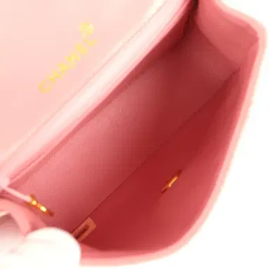 Chanel Vintage Chanel Mini Square Flap Dark Pink Lambskin Gold Hardware | Thumbnail 8