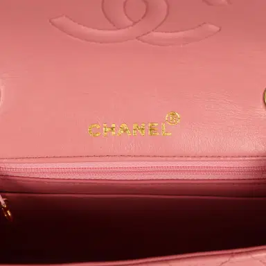 Chanel Vintage Chanel Mini Square Flap Dark Pink Lambskin Gold Hardware | Thumbnail 9