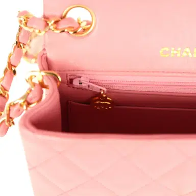 Chanel Vintage Chanel Mini Square Flap Dark Pink Lambskin Gold Hardware | Thumbnail 10