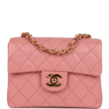 Chanel Vintage Chanel Mini Square Flap Dark Pink Lambskin Gold Hardware | Thumbnail 1