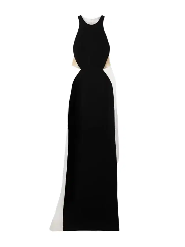 Miracle Organza-trimmed Two-tone Crepe Gown