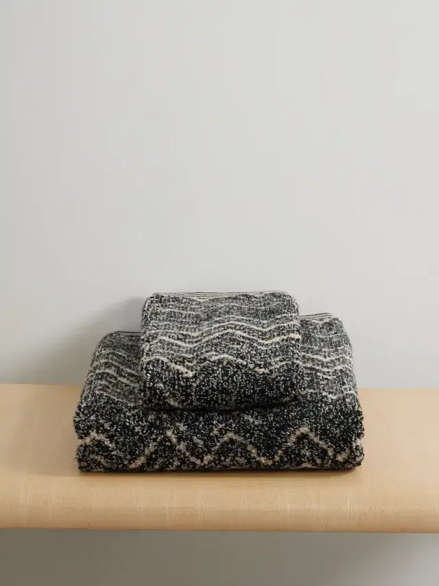 Missoni Home Azul Set Of Two Striped Cotton-terry Towels