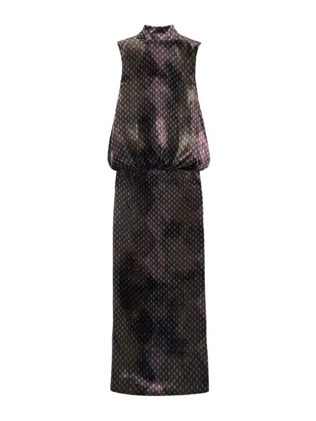 Draped Printed Velvet Maxi Dress