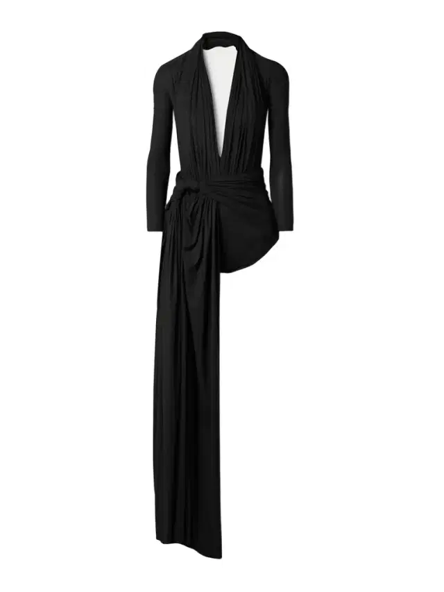 Draped Ruched Stretch-jersey Maxi Dress