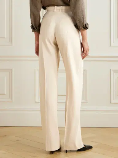 Loro Piana Edward Pleated Linen And Wool-blend Twill Wide-leg Pants | Thumbnail 3 Loro Piana Edward Pleated Linen And Wool-blend Twill Wide-leg Pants | Thumbnail 3