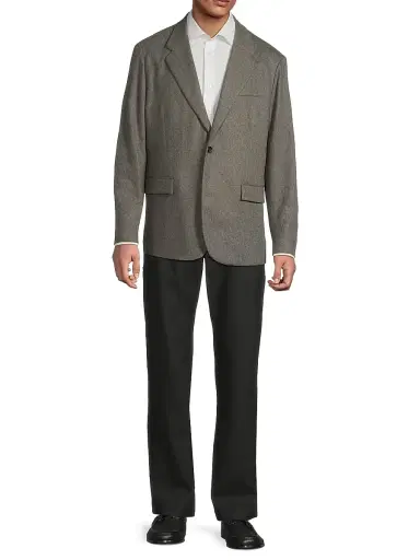 Vince Men's Wool Flannel Single-Breasted Blazer - Medium Heather Grey | Thumbnail 2 Vince Men's Wool Flannel Single-Breasted Blazer - Medium Heather Grey | Thumbnail 2