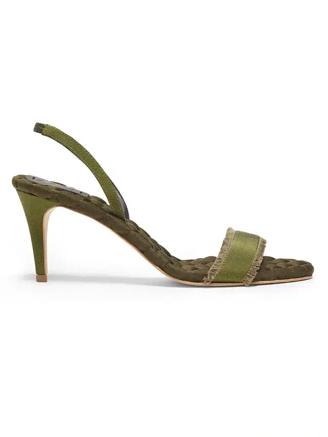 AERA Women's Claudia 70MM Vegan Grosgrain Slingback Sandals - Militare