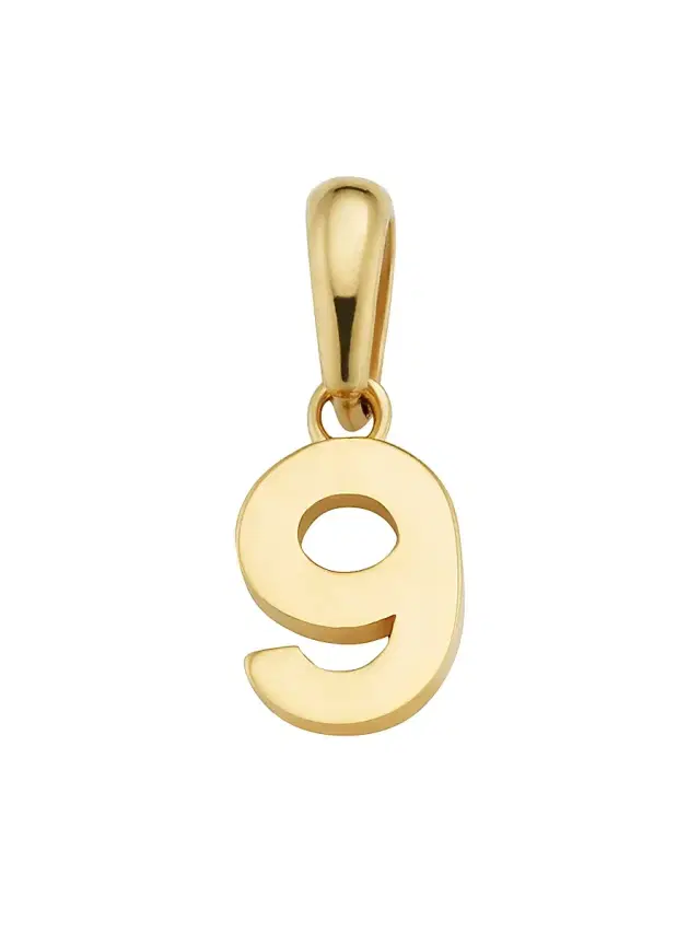 Women's 14K Yellow Gold My Number Pendant Charm - Number 9 Gold