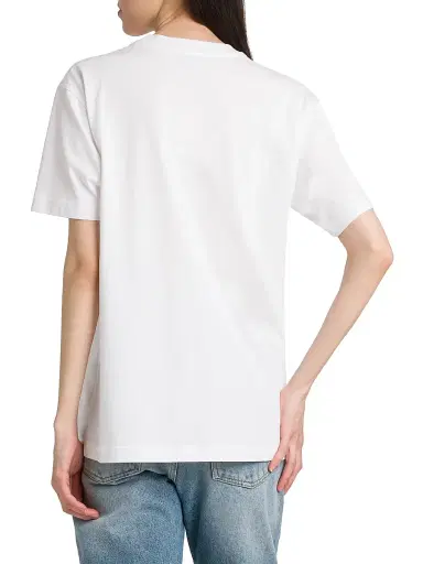 MOSCHINO Women's Embroidered Crest Logo Cotton T-Shirt - Multi White - Size XL | Thumbnail 5 MOSCHINO Women's Embroidered Crest Logo Cotton T-Shirt - Multi White - Size XL | Thumbnail 5