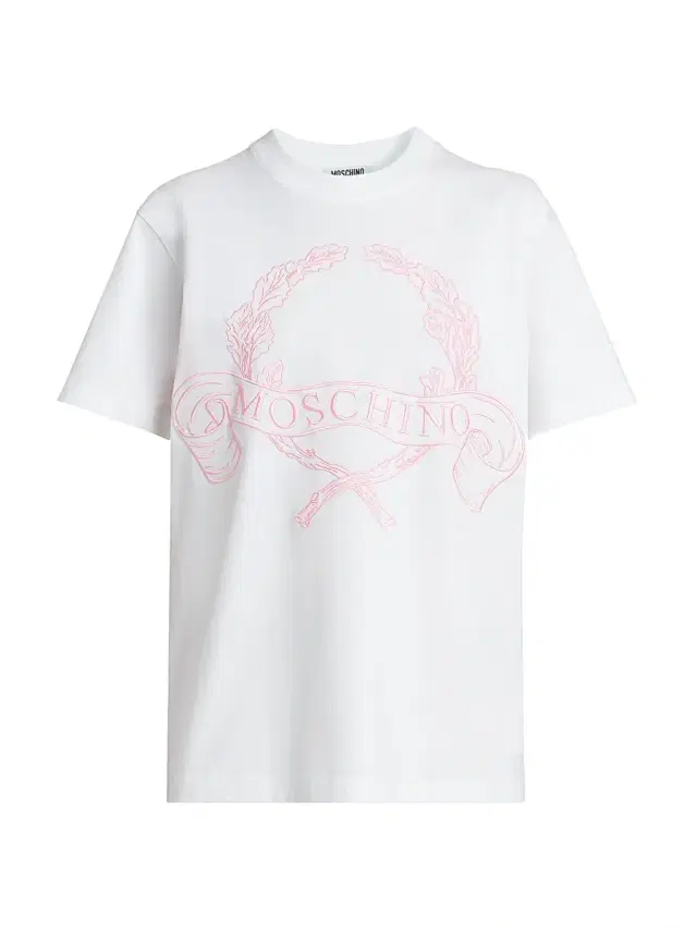 Moschino Women's Embroidered Crest Logo Cotton T-Shirt - Multi White