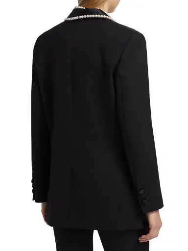 MOSCHINO Women's Pearl Necklace Wool-Blend Jacket - Multi Black - Size 12 | Thumbnail 5 MOSCHINO Women's Pearl Necklace Wool-Blend Jacket - Multi Black - Size 12 | Thumbnail 5
