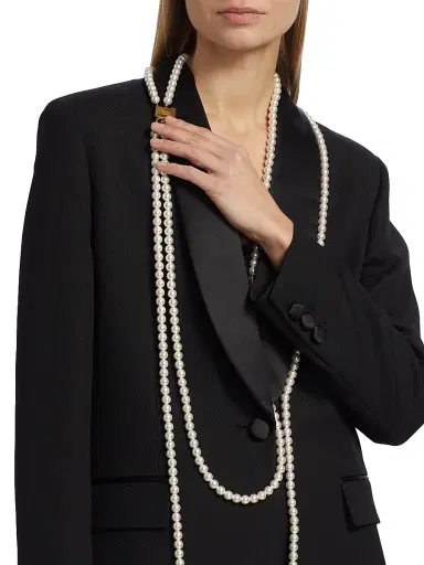 MOSCHINO Women's Pearl Necklace Wool-Blend Jacket - Multi Black - Size 12 | Thumbnail 6 MOSCHINO Women's Pearl Necklace Wool-Blend Jacket - Multi Black - Size 12 | Thumbnail 6