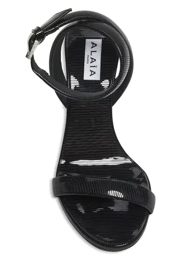 ALAIA Women's 90MM Textured Patent Leather Sandals - Noir | Thumbnail 4 ALAIA Women's 90MM Textured Patent Leather Sandals - Noir | Thumbnail 4