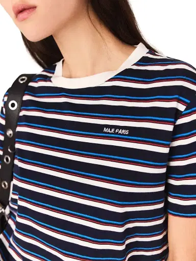 Maje Women's Striped T Shirt - White Navy | Thumbnail 4 Maje Women's Striped T Shirt - White Navy | Thumbnail 4