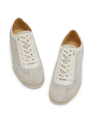 Brunello Cucinelli Men's Suede Low-Top Sneakers - Limestone | Thumbnail 4 Brunello Cucinelli Men's Suede Low-Top Sneakers - Limestone | Thumbnail 4