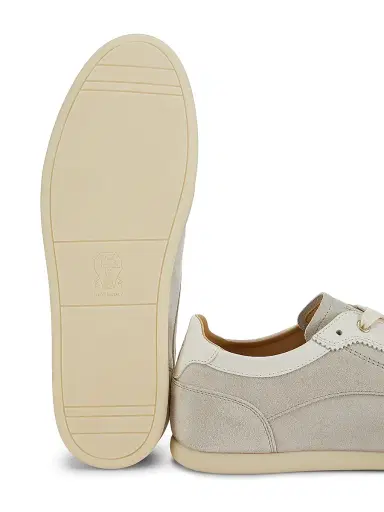 Brunello Cucinelli Men's Suede Low-Top Sneakers - Limestone | Thumbnail 6 Brunello Cucinelli Men's Suede Low-Top Sneakers - Limestone | Thumbnail 6