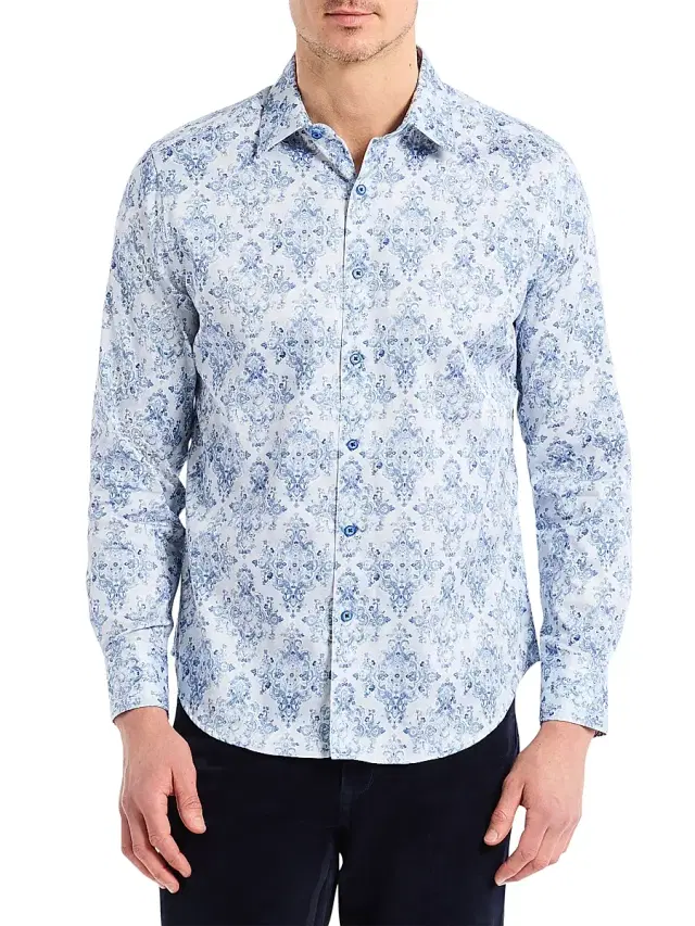 Robert Graham Men's Delancey Button-Front Shirt - Navy
