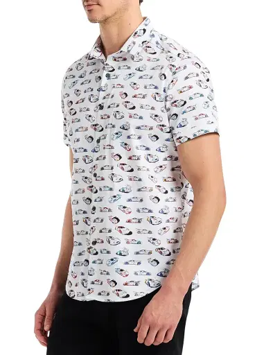 Robert Graham Men's Neon Wheels Printed Short-Sleeve Shirt - Size XXL | Thumbnail 3