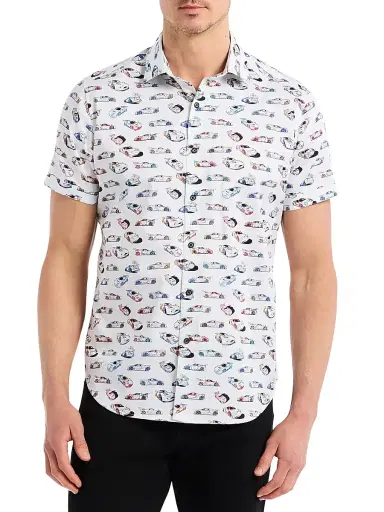 Robert Graham Men's Neon Wheels Printed Short-Sleeve Shirt - Size XXL | Thumbnail 1