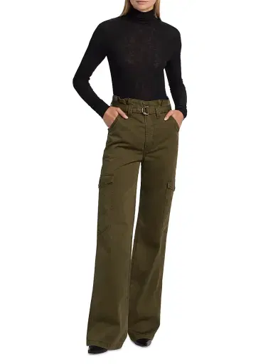 Veronica Beard Women's Damara Cotton Wide-Leg Cargo Pants | Thumbnail 2