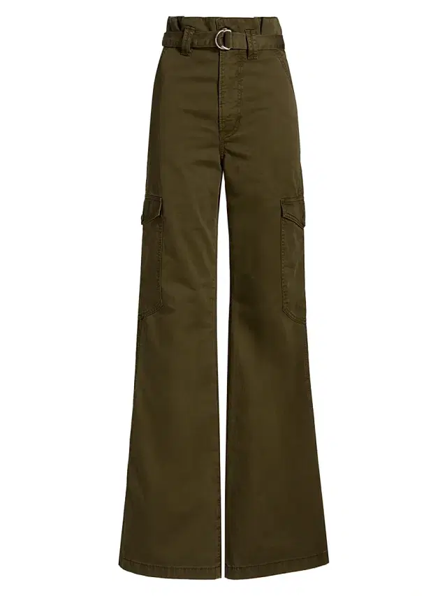 Women's Damara Cotton Wide-Leg Cargo Pants - Cypress