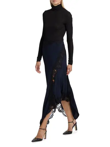 Veronica Beard Women's Hartley Asymmetric Midi-Skirt - Navy | Thumbnail 2