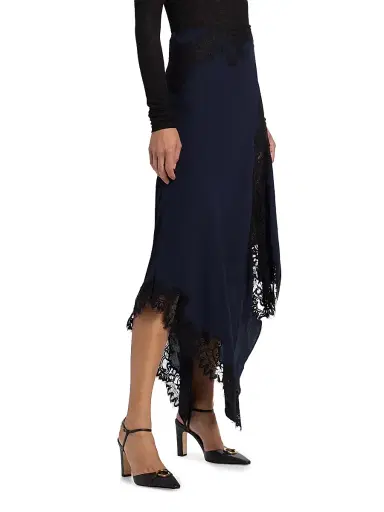 Veronica Beard Women's Hartley Asymmetric Midi-Skirt - Navy | Thumbnail 4