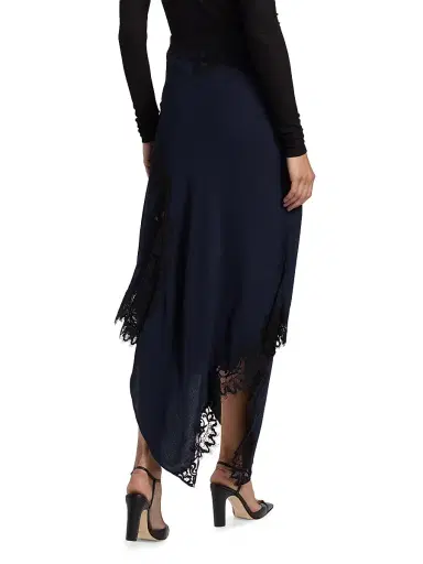 Veronica Beard Women's Hartley Asymmetric Midi-Skirt - Navy | Thumbnail 5