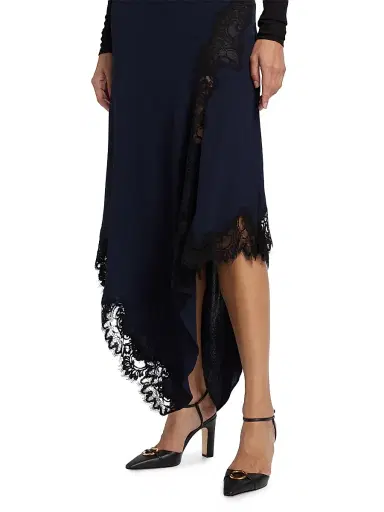 Veronica Beard Women's Hartley Asymmetric Midi-Skirt - Navy | Thumbnail 6