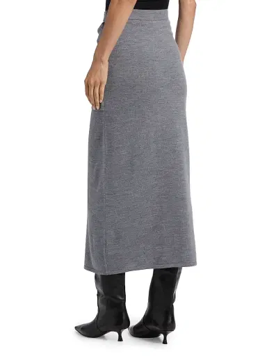 STAUD Women's Wilma Merino Wool Midi-Skirt - Heather Grey | Thumbnail 5