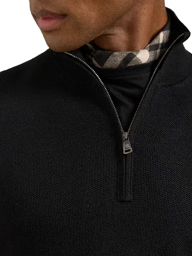 Ralph Lauren Purple Label Men's Double Pique Wool Half-Zip Sweater - Polo Black - Size XXL | Thumbnail 5 Ralph Lauren Purple Label Men's Double Pique Wool Half-Zip Sweater - Polo Black - Size XXL | Thumbnail 5