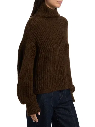 Ulla Johnson Women's Veron Alpaca-Blend Rib-Knit Turtleneck Sweater - Mahogany | Thumbnail 4