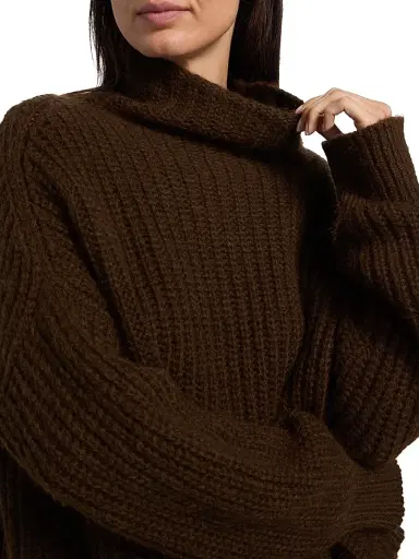 Ulla Johnson Women's Veron Alpaca-Blend Rib-Knit Turtleneck Sweater - Mahogany | Thumbnail 6