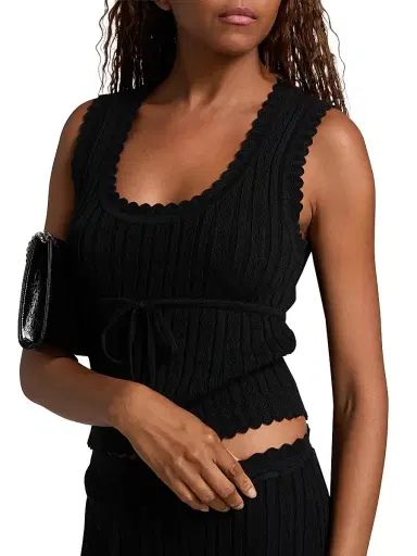 Reformation Women's Erin Cotton Knit Top & Midi-Skirt Set - Black - Size Large | Thumbnail 6
