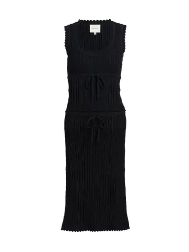 Reformation Women's Erin Cotton Knit Top & Midi-Skirt Set - Black - Size Large | Thumbnail 1