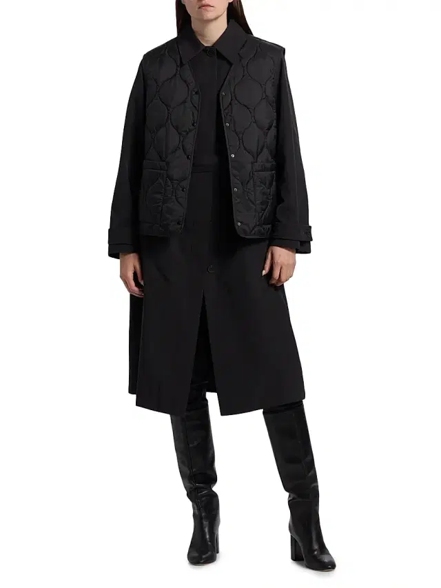 If Only Studio Women's 2-Piece Trench Coat & Puffer Vest Set - Black