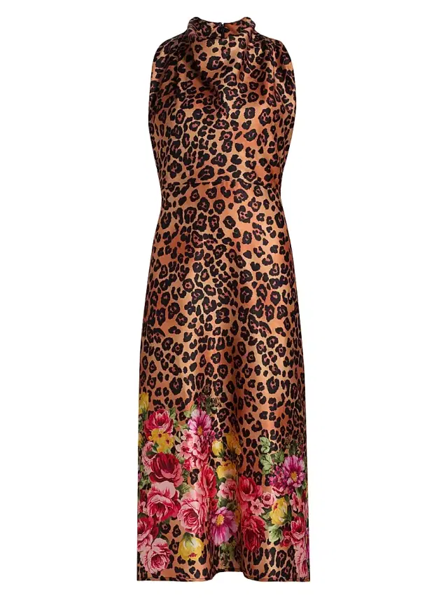 If Only Studio Women's Printed Sleeveless Midi-Dress - Brown Multi