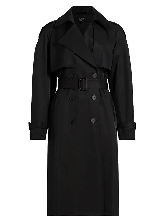If Only Studio Women's Double-Breasted Trench Coat - Black