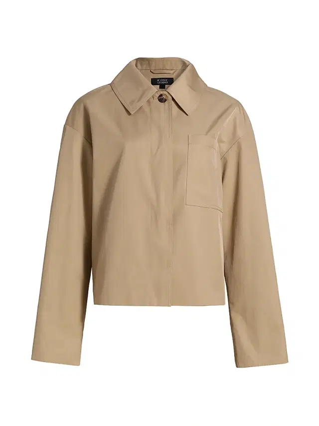 If Only Studio Women's Cotton-Blend Dropped-Shoulder Rain Jacket - Khaki
