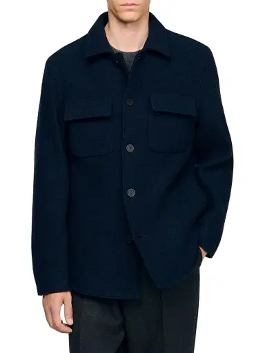 Sandro Men's Wool Overshirt - Midnight Blue | Thumbnail 2