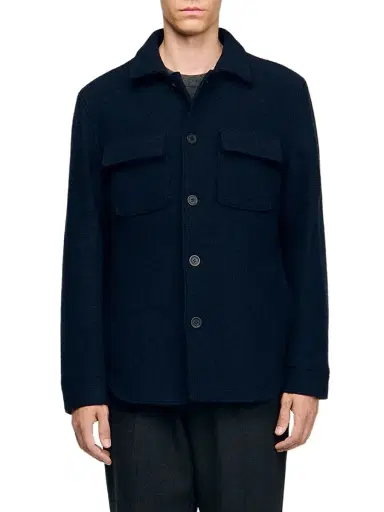 Sandro Men's Wool Overshirt - Midnight Blue | Thumbnail 4