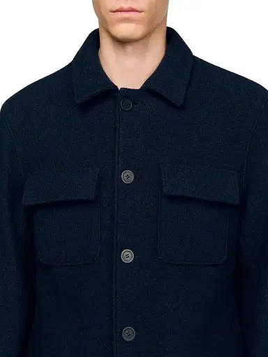 Sandro Men's Wool Overshirt - Midnight Blue | Thumbnail 5
