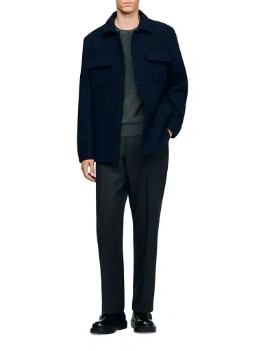 Sandro Men's Wool Overshirt - Midnight Blue | Thumbnail 6