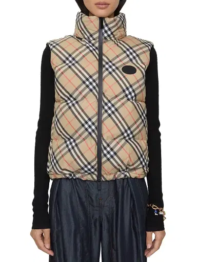 Burberry Women's Harter Check Down Vest - Sand Ip Check - Size XL | Thumbnail 2 Burberry Women's Harter Check Down Vest - Sand Ip Check - Size XL | Thumbnail 2