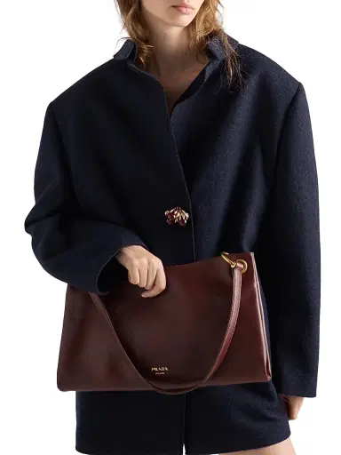 Prada Women's Etude Leather Shoulder Bag - Brown | Thumbnail 2 Prada Women's Etude Leather Shoulder Bag - Brown | Thumbnail 2